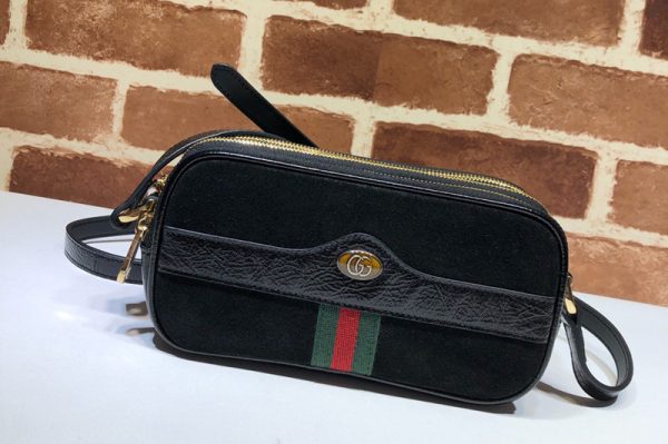 Replica Gucci 546597 Ophidia Mini GG Bag in Black Suede Leather