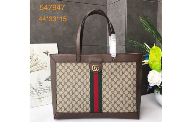 Replica Gucci 547947 Ophidia GG tote bags in Beige/ebony soft GG Supreme