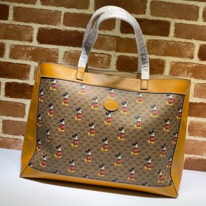 Replica Gucci 547947 Disney x Gucci medium tote Bag in Beige/ebony mini GG Supreme canvas