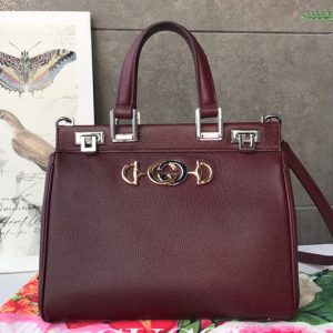 Replica Gucci 569712 Zumi grainy leather small top handle bag in Bordeaux grainy leather