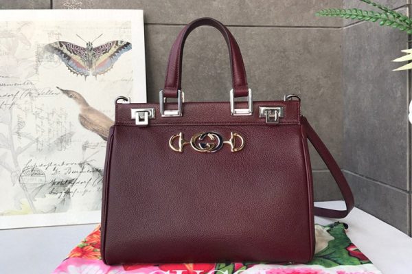 Replica Gucci 569712 Zumi grainy leather small top handle bag in Bordeaux grainy leather