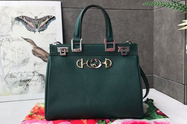 Replica Gucci 569712 Zumi grainy leather small top handle bag in Green grainy leather