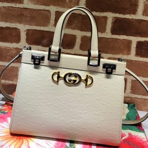 Replica Gucci 569712 Zumi grainy leather small top handle bag in White Grainy leather