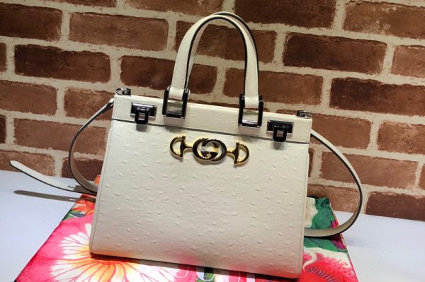 Replica Gucci 569712 Zumi grainy leather small top handle bag in White Grainy leather