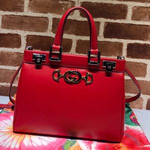 Replica Gucci 569712 Zumi grainy leather small top handle bag in Red Grainy leather