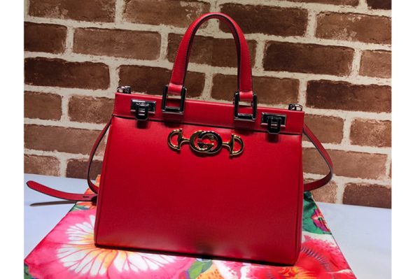 Replica Gucci 569712 Zumi grainy leather small top handle bag in Red Grainy leather