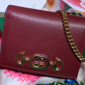 Replica Gucci 570660 Zumi grainy leather card case wallet in Burgundy Grainy leather