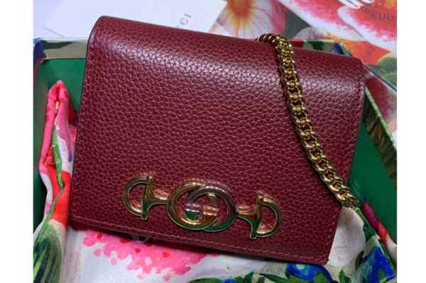 Replica Gucci 570660 Zumi grainy leather card case wallet in Burgundy Grainy leather