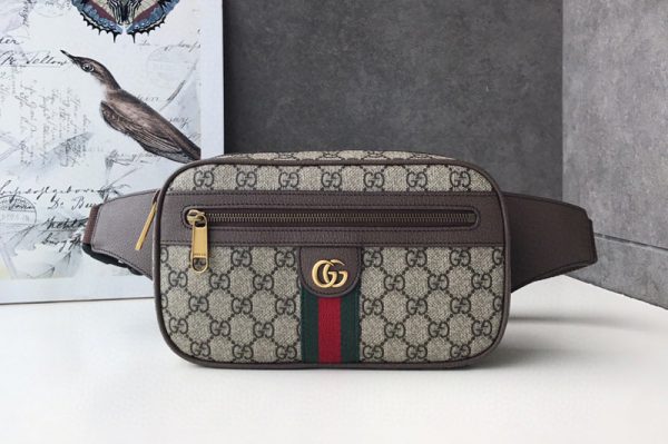 Replica Gucci 574796 Ophidia GG belt bags Beige/ebony soft GG Supreme