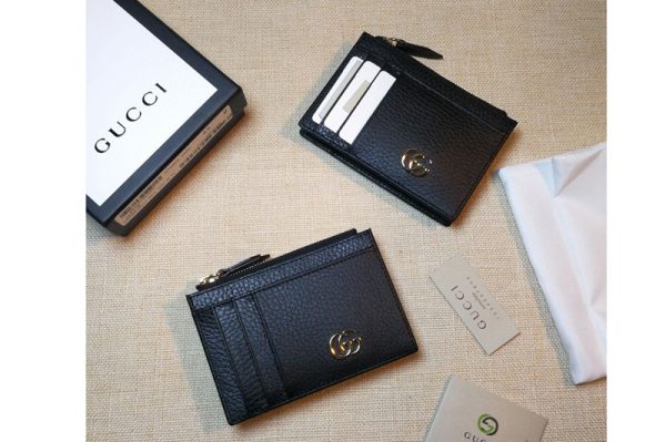 Replica Gucci 574804 GG Marmont card case in Black Leather