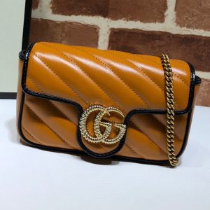 Replica Gucci ‎574969 GG Marmont super mini bag in Brown Matelasse leather