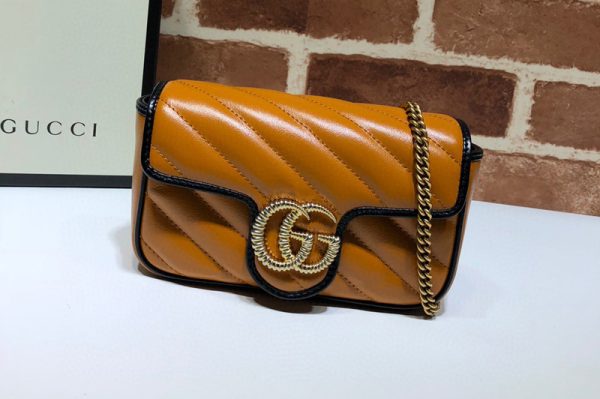 Replica Gucci ‎574969 GG Marmont super mini bag in Brown Matelasse leather