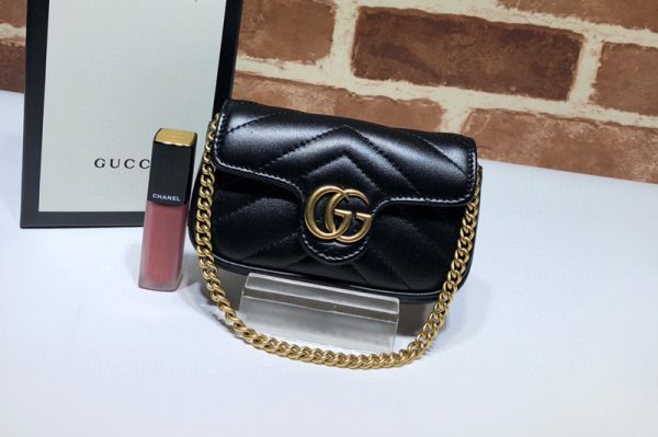 Replica Gucci 575161 GG Marmont mini coins bag in black Leather