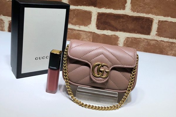 Replica Gucci 575161 GG Marmont mini coins bag in Pink Leather