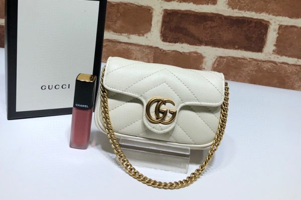 Replica Gucci 575161 GG Marmont mini coins bag in White Leather