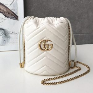 Replica Gucci 575163 GG Marmont mini bucket bag White matelasse chevron leather