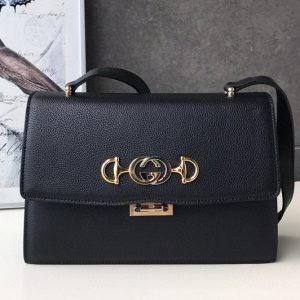 Replica Gucci 576388 Zumi grainy leather small shoulder bag in Black grainy leather