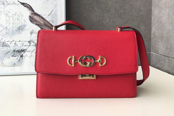 Replica Gucci 576388 Zumi grainy leather small shoulder bag in Red grainy leather