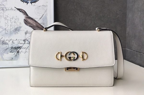 Replica Gucci 576388 Zumi grainy leather small shoulder bag in White grainy leather