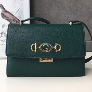 Replica Gucci 576388 Zumi grainy leather small shoulder bag in Green grainy leather