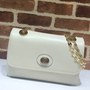 Replica Gucci ‎576421 Leather Small Shoulder Bag In White Leather