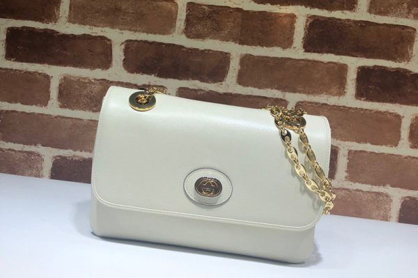 Replica Gucci ‎576421 Leather Small Shoulder Bag In White Leather