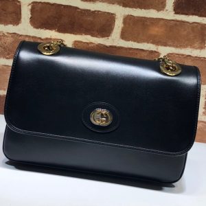 Replica Gucci ‎576421 Leather Small Shoulder Bag In Black Leather