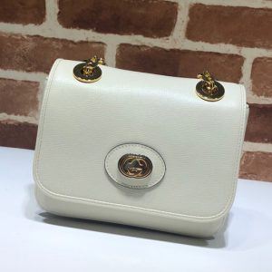 Replica Gucci ‎576423 Leather Small Shoulder Bag In White Leather