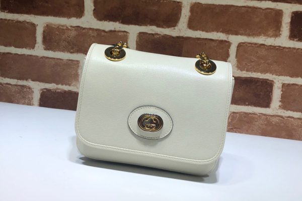 Replica Gucci ‎576423 Leather Small Shoulder Bag In White Leather