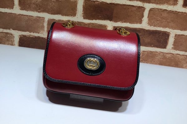 Replica Gucci ‎576423 Leather Small Shoulder Bag In Red Leather