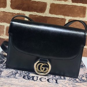 Replica Gucci 589474 Small leather shoulder bag Black textured leather