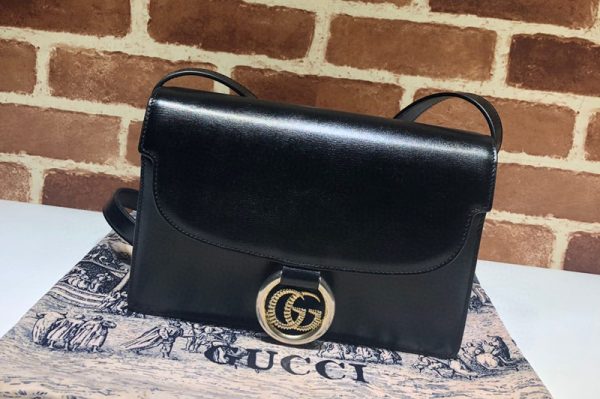 Replica Gucci 589474 Small leather shoulder bag Black textured leather