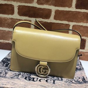 Replica Gucci 589474 Small leather shoulder bag Apricot textured leather