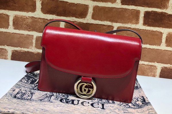 Replica Gucci 589474 Small leather shoulder bag Red textured leather