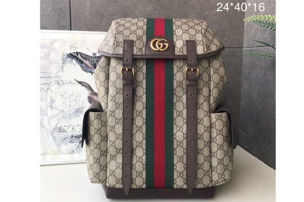 Replica Gucci 598140 Ophidia GG medium backpack Beige/ebony GG Supreme canvas