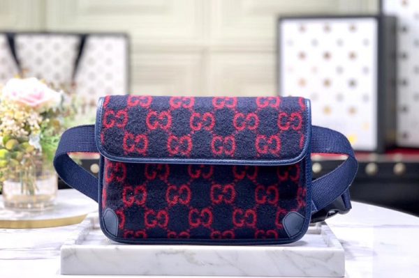 Replica Gucci 598181 GG wool Belt Bags in Blue and Red GG wool