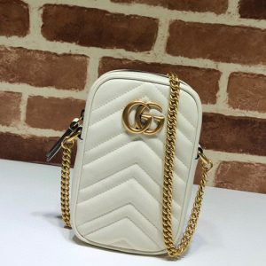 Replica Gucci 598597 GG Marmont mini bag in White matelasse chevron leather