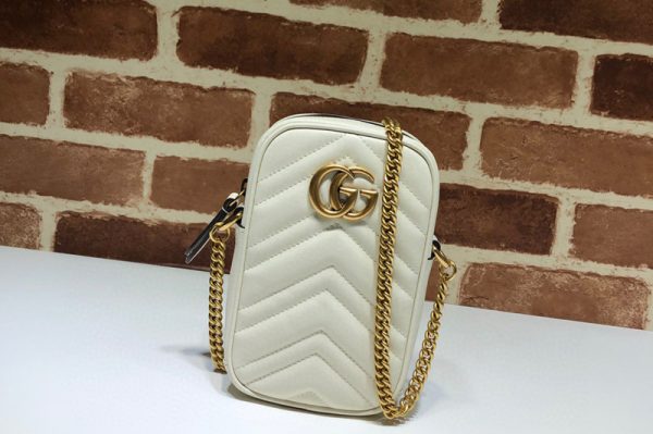 Replica Gucci 598597 GG Marmont mini bag in White matelasse chevron leather