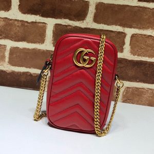 Replica Gucci 598597 GG Marmont mini bag in Red matelasse chevron leather