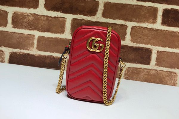 Replica Gucci 598597 GG Marmont mini bag in Red matelasse chevron leather