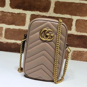 Replica Gucci 598597 GG Marmont mini bag in Apricot matelasse chevron leather