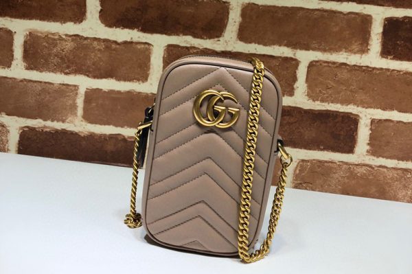 Replica Gucci 598597 GG Marmont mini bag in Apricot matelasse chevron leather