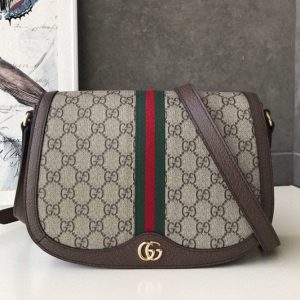 Replica Gucci ‎601044 Ophidia GG small shoulder bag Beige/ebony GG Supreme canvas