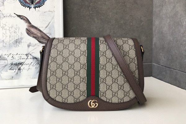 Replica Gucci ‎601044 Ophidia GG small shoulder bag Beige/ebony GG Supreme canvas