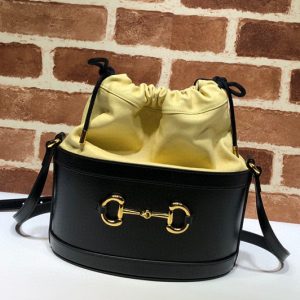 Replica Gucci 602118 GG 1955 Horsebit bucket bag,Black/Butter textured leather,Replica Gucci Bags,Fake Gucci Handbags,Luxury Gucci Purses,Womens Bags,Ladies Handbags