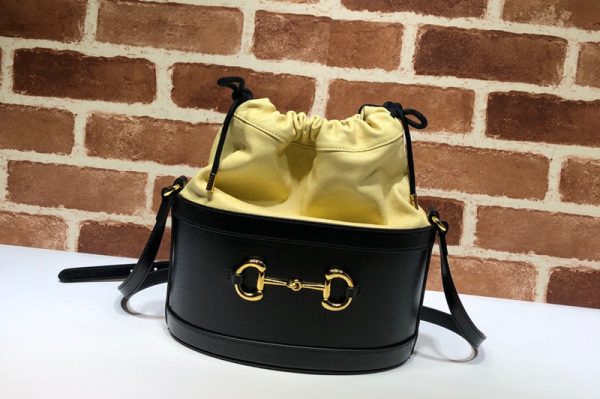 Replica Gucci 602118 GG 1955 Horsebit bucket bag,Black/Butter textured leather,Replica Gucci Bags,Fake Gucci Handbags,Luxury Gucci Purses,Womens Bags,Ladies Handbags