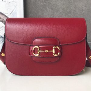 Replica Gucci 602204 1955 Horsebit shoulder bag in Red textured leather