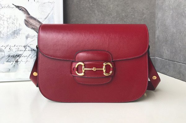 Replica Gucci 602204 1955 Horsebit shoulder bag in Red textured leather