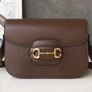 Replica Gucci 602204 1955 Horsebit shoulder bag in Brown textured leather