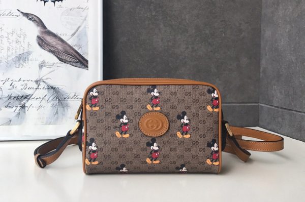 Replica Gucci 602536 Disney x Gucci shoulder bag in Beige/ebony mini GG Supreme canvas